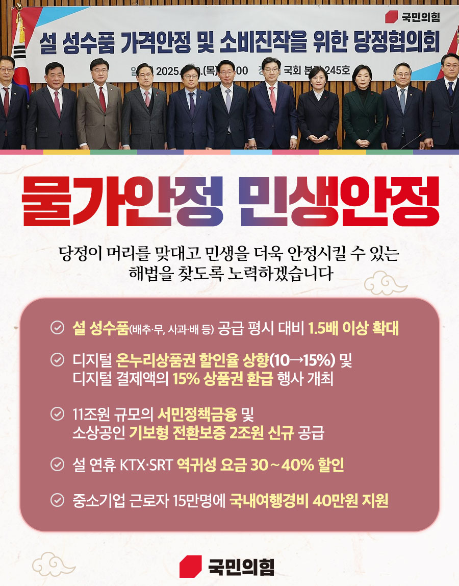 설 성수품 가격안정 및 소비진작을 위한 당정협의회