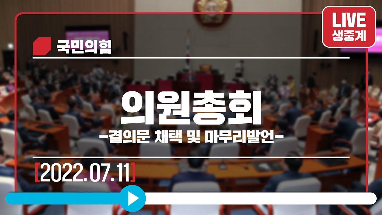 [Live] 7월 11일 의원총회 (2부 : 결의문 채택 및 마무리발언)